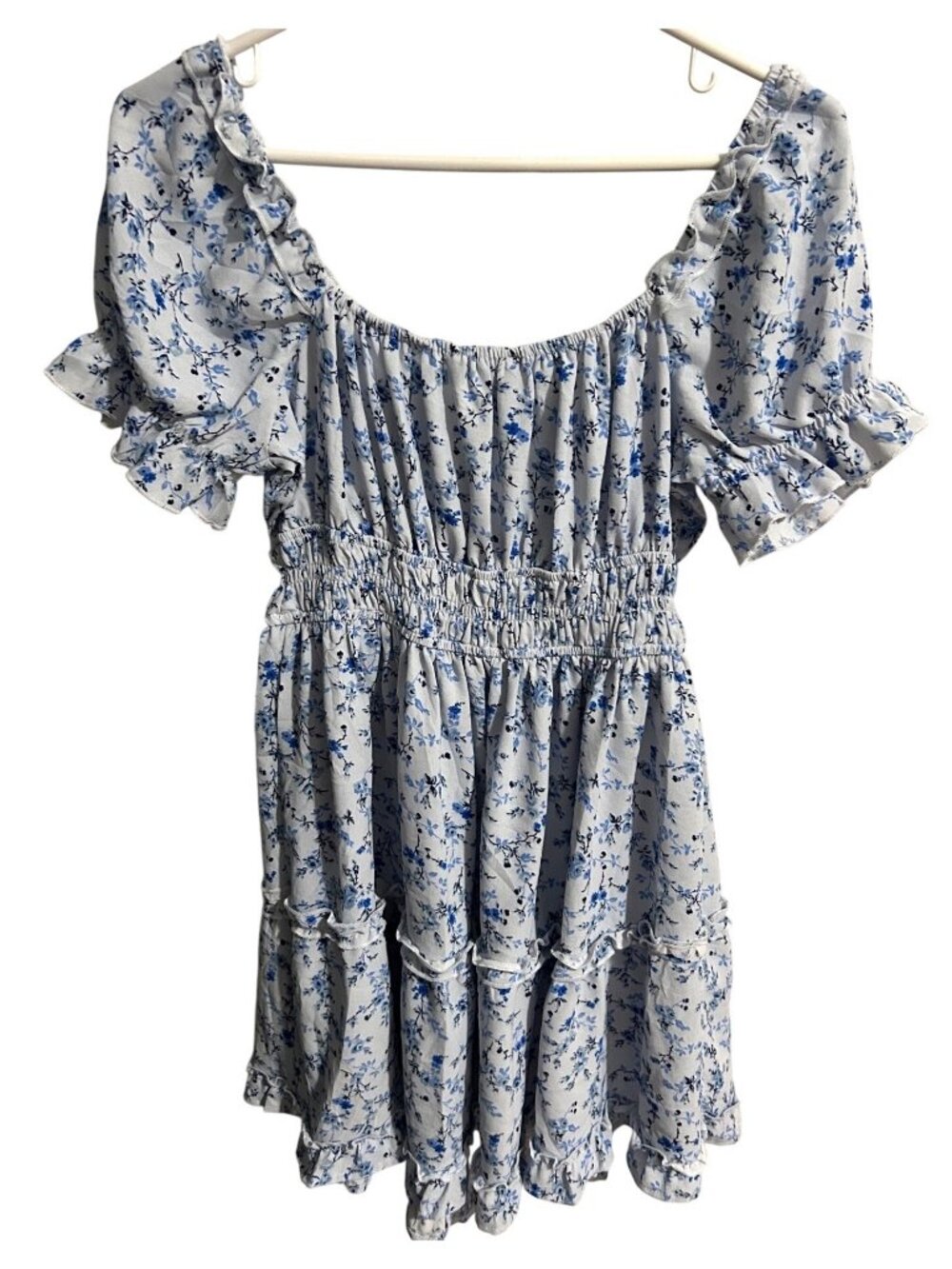 Arden B Blue Ruffled Babydoll Cottagecore Dress - Size Large